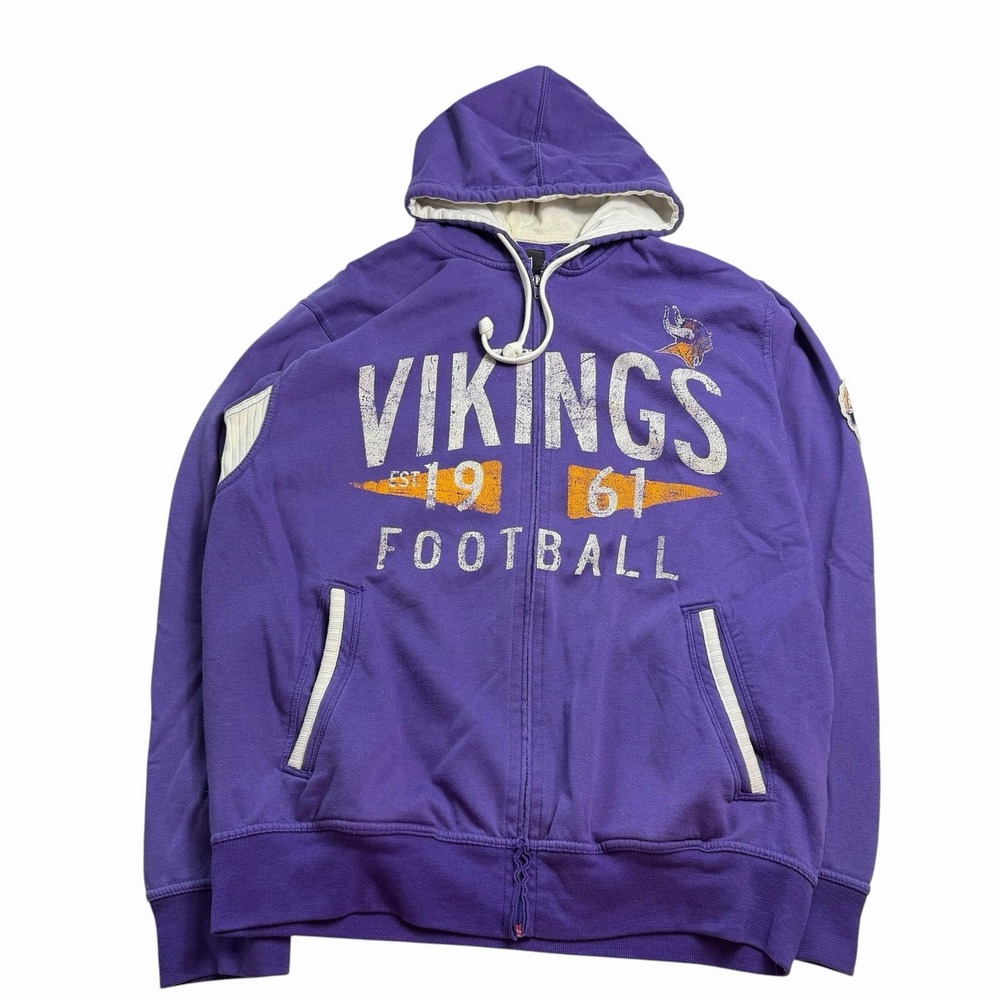 Y2K NFL Minnesota Vikings Purple Zip Up Hoodie Vintage XL
